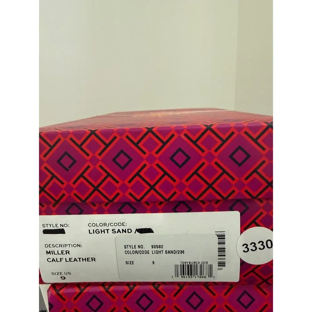 NEW NWT Tory Burch Miller Soft Calf Leather Sandals in Light Sand  US 9
